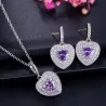 Luxuriöses Silberschmuckset – herzförmige Anhänger – Kristall – Zirkonia – Halskette – Ohrringe