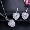 Luxuriöses Silberschmuckset – herzförmige Anhänger – Kristall – Zirkonia – Halskette – Ohrringe
