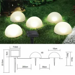 Garten-Solarleuchte - Halbkugelform - 5 LED - wasserdicht - Bodenmontage