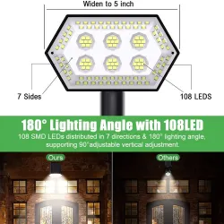 Solarbetriebenes Licht - Landschaftsstrahler - 4 Beleuchtungsmodi - 108 LED - IP65 wasserdicht