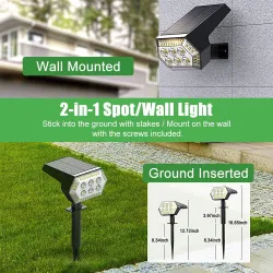 Solarbetriebenes Licht - Landschaftsstrahler - 4 Beleuchtungsmodi - 108 LED - IP65 wasserdicht