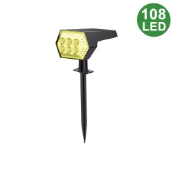 Solarbetriebenes Licht - Landschaftsstrahler - 4 Beleuchtungsmodi - 108 LED - IP65 wasserdicht
