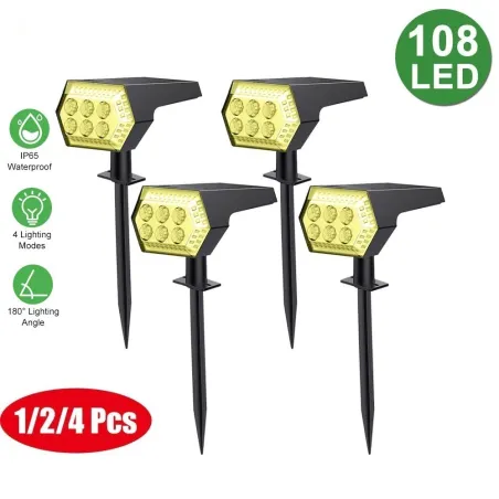 Solarbetriebenes Licht - Landschaftsstrahler - 4 Beleuchtungsmodi - 108 LED - IP65 wasserdicht