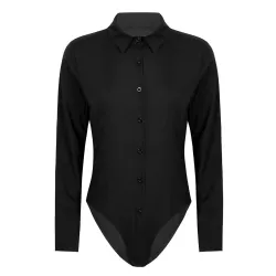 Elegante Bodys - Langarmbluse - mit Knöpfen
