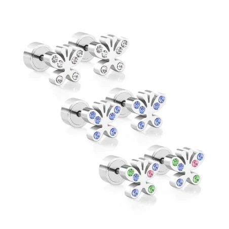 Kleine Ohrstecker - mit Zirkonia - Schmetterlinge - Herzen - Sterne