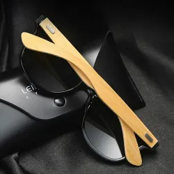 Klassische Retro-Sonnenbrille - Bambusholz - UV400 - Unisex