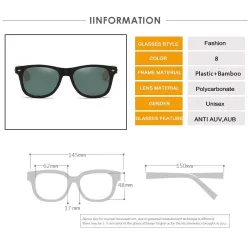 Klassische Retro-Sonnenbrille - Bambusholz - UV400 - Unisex