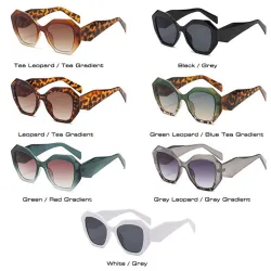 Modische übergroße Sonnenbrille - Katzenaugen - bunter Leopard - UV400