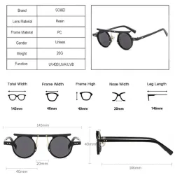 Modische kleine runde Sonnenbrille – Verlaufsglas – zweifarbig – Nieten – UV400