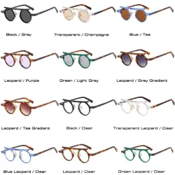 Modische kleine runde Sonnenbrille – Verlaufsglas – zweifarbig – Nieten – UV400
