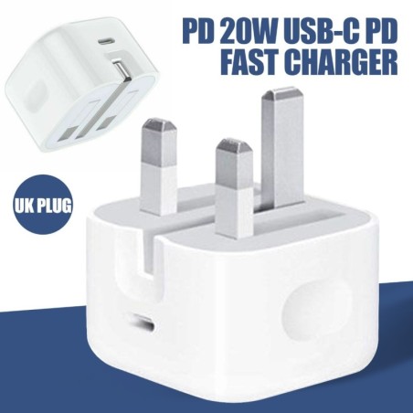 PD 20W - USB-C PD - 100-240V - fast charger - UK plug
