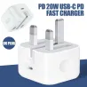 PD 20W - USB-C PD - 100-240V - Schnellladegerät - UK-Stecker