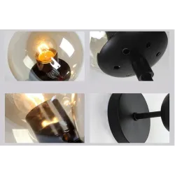 Retro-Wandleuchte - Eisenlampe mit Kugelglas - Einzel- / Doppelkopf - E27