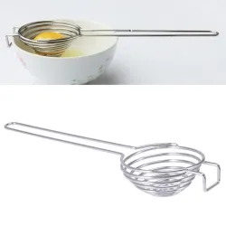 Eiweißtrenner - spiralförmiger Edelstahllöffel - langer Griff