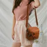 Kleine Schulter-/Gürteltasche - Leder - Nieten - Reißverschlüsse