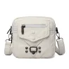 Kleine Schulter-/Gürteltasche - Leder - Nieten - Reißverschlüsse