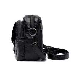 Kleine Schulter-/Gürteltasche - Leder - Nieten - Reißverschlüsse