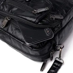 Small shoulder / waist bag - leather - rivets - zippersBags