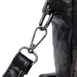 Kleine Schulter-/Gürteltasche - Leder - Nieten - Reißverschlüsse