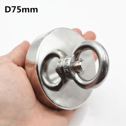 N52 - neodymium magnet - powerful magnetic cylinder with hook - 200kg - D75mmN52
