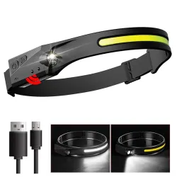 Induktionsstirnlampe mit eingebautem Akku - COB LED - USB wiederaufladbar - Stirnlampe