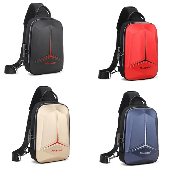 Diebstahlsichere Umhängetasche mit USB-Anschluss - Umhängetasche - Brusttasche aus PVC