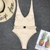 Sexy einteiliger gerippter Badeanzug - brasilianischer Monokini - mit Gürtel