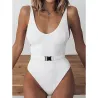 Sexy einteiliger gerippter Badeanzug - brasilianischer Monokini - mit Gürtel