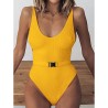 Sexy einteiliger gerippter Badeanzug - brasilianischer Monokini - mit Gürtel
