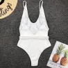 Sexy einteiliger gerippter Badeanzug - brasilianischer Monokini - mit Gürtel