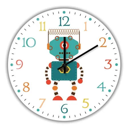 Stylish kids wall clock - quartz - retro robot designClocks