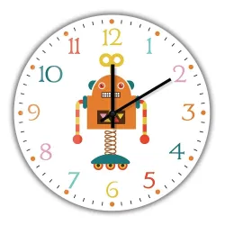 Stylish kids wall clock - quartz - retro robot designClocks
