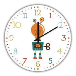 Stylish kids wall clock - quartz - retro robot designClocks