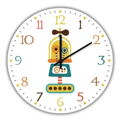 Stylish kids wall clock - quartz - retro robot designClocks