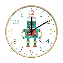 Stylish kids wall clock - quartz - retro robot designClocks