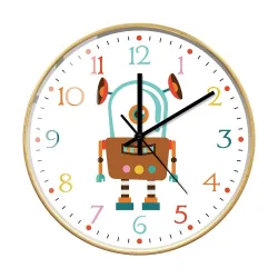 Stylish kids wall clock - quartz - retro robot designClocks