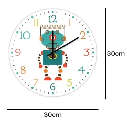 Stylish kids wall clock - quartz - retro robot designClocks