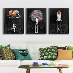 Astronaut - space - rocket - oil painting - canvas wall posterPlaques & Signs