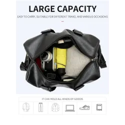 Fashionable travel / sport leather bag - with shoe compartment - large capacityBags