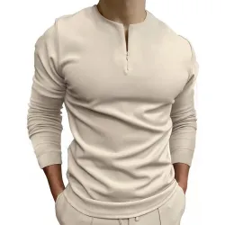 Klassisches Poloshirt - Langarm T-Shirt - mit Reißverschluss