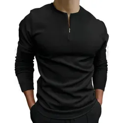 Klassisches Poloshirt - Langarm T-Shirt - mit Reißverschluss