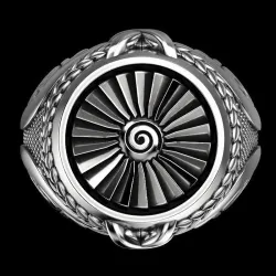 Vintage Silberring - Siegelring - Punk-Stil - Metallturbine - Sterling Silber 925
