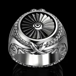 Vintage Silberring - Siegelring - Punk-Stil - Metallturbine - Sterling Silber 925