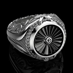 Vintage Silberring - Siegelring - Punk-Stil - Metallturbine - Sterling Silber 925