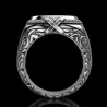 Vintage silver ring - signet ring - punk style - metal turbine - sterling silver 925Rings
