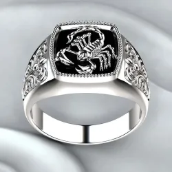 Vintage geprägter Ring - Siegelring - Skorpion-Design - 925 Sterling Silber