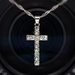 Silver necklace - with crystal crossNecklaces