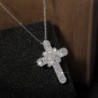 Luxurious silver necklace - white crystal cross pendantNecklaces