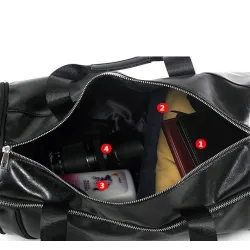 Stylish travel / sport shoulder bag - with shoe storage - large capacity - leatherBags