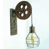 Retro Flaschenzug Wandleuchte - Holzlampe
